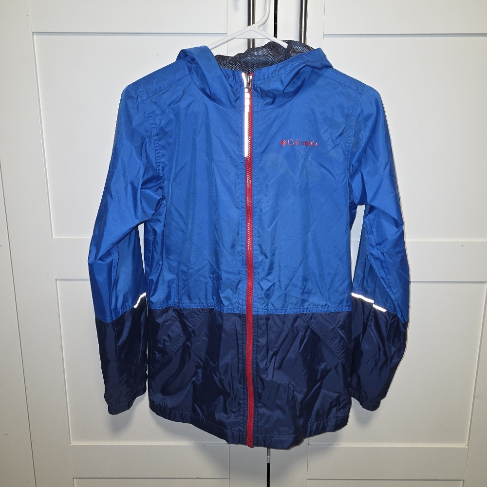 Columbia Youth Large (L) Hooded Windbreaker Jacket – Blue/Navy/Red
